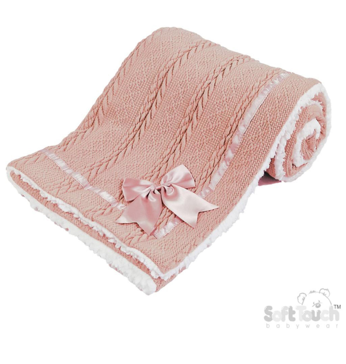 Rose Knit Blanket With Satin Bow