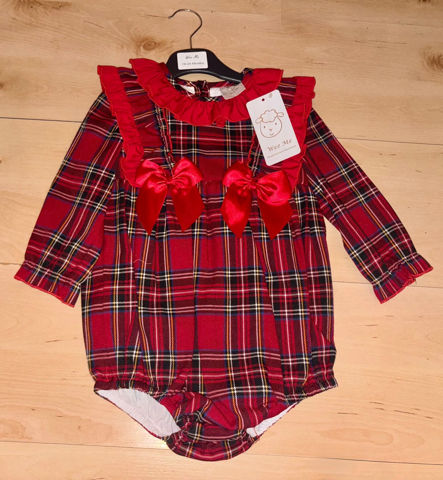 Wee Me Tartan Frilly Shoulder Romper