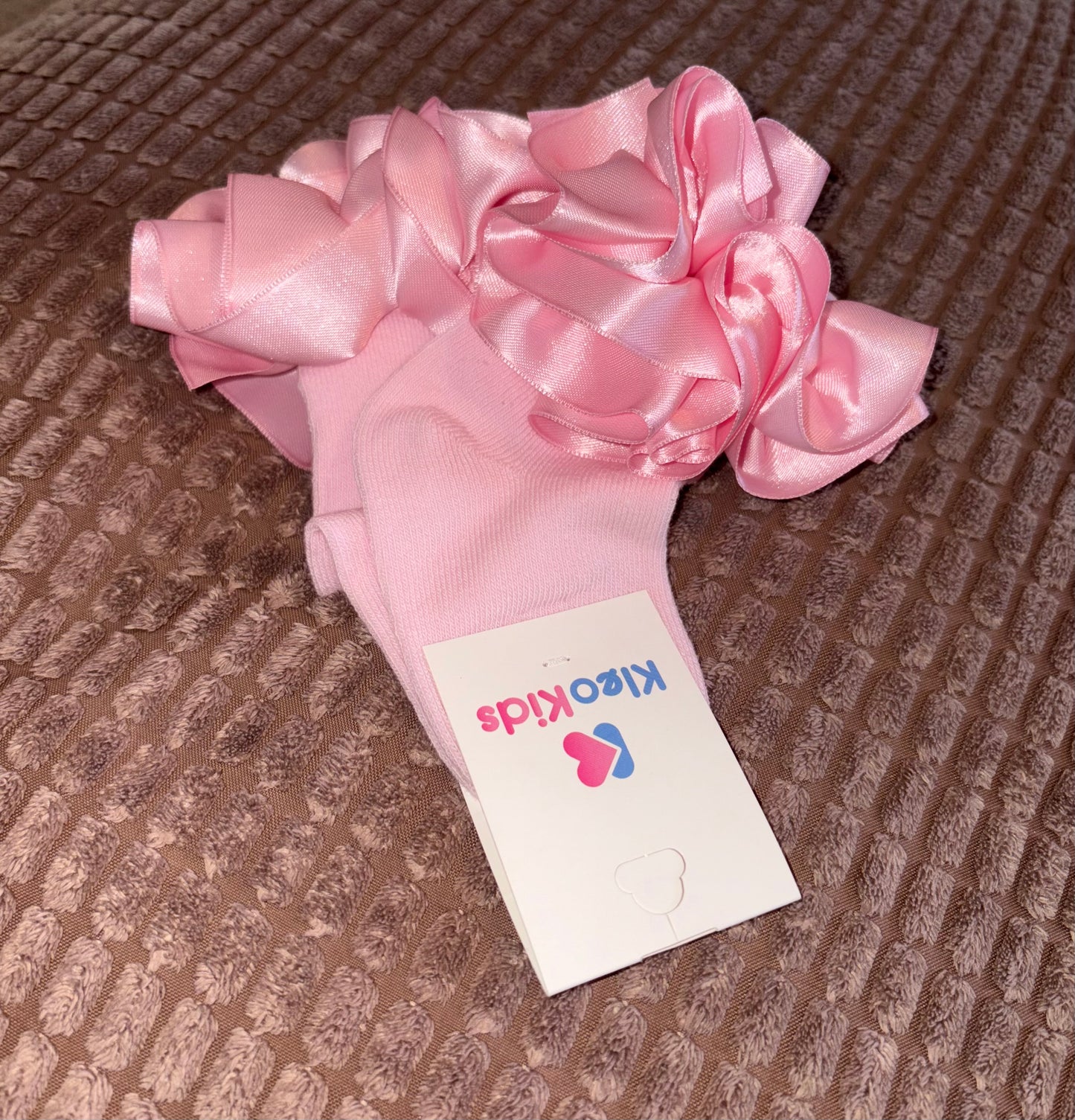 Pink Satin Frill Socks