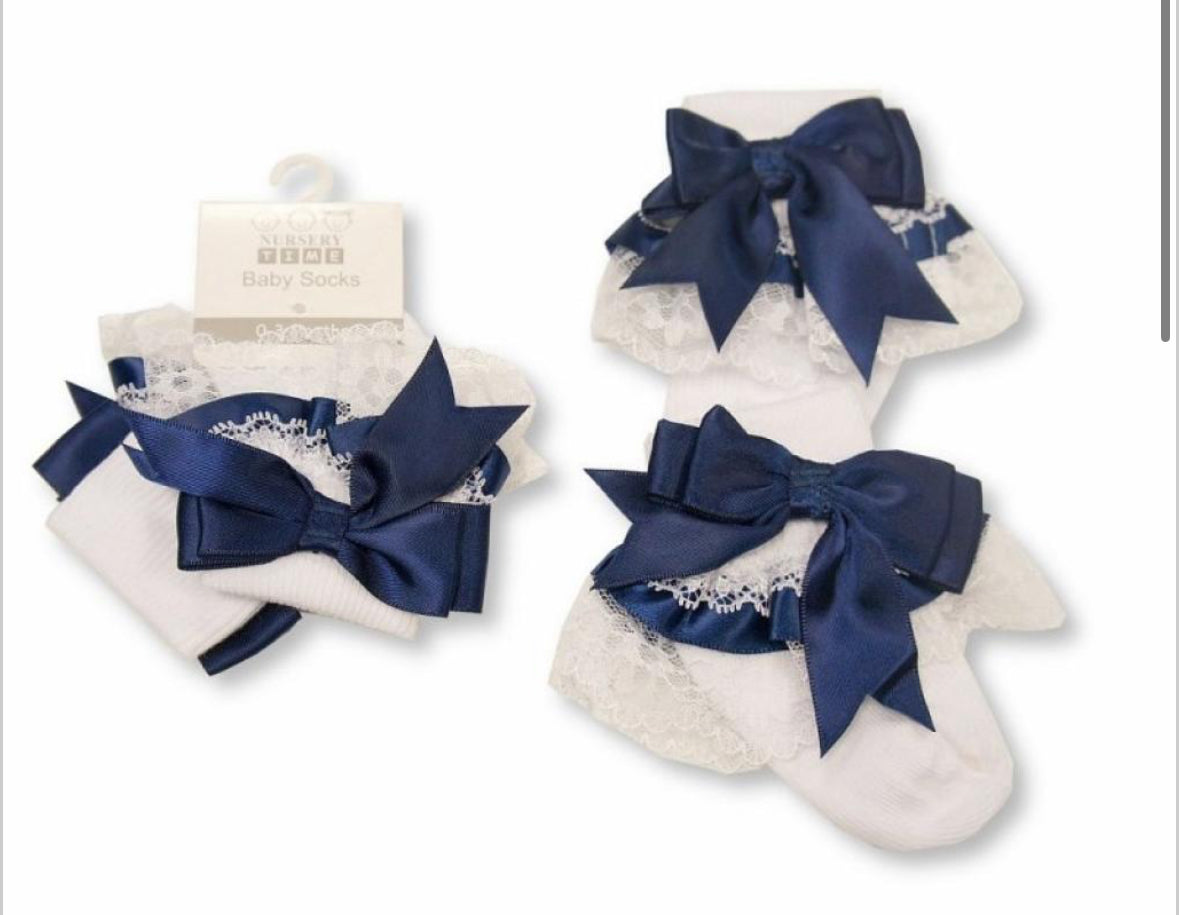 Navy Lace Socks