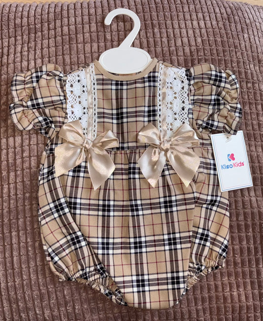Beige Tartan Romper