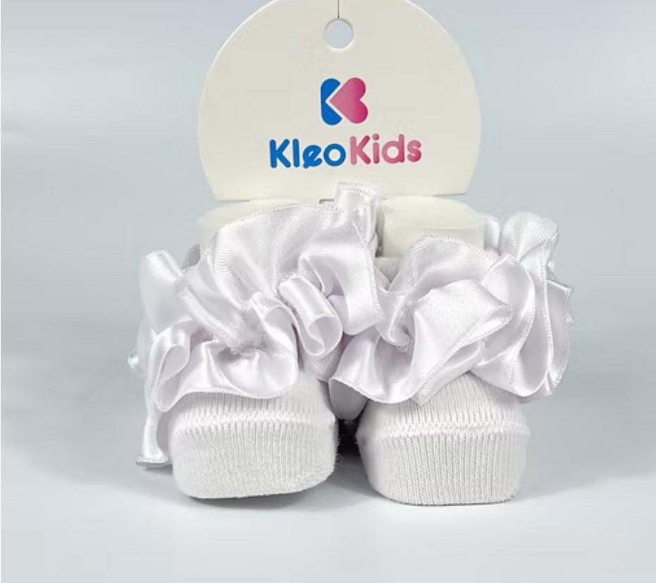 White Satin Frill Socks