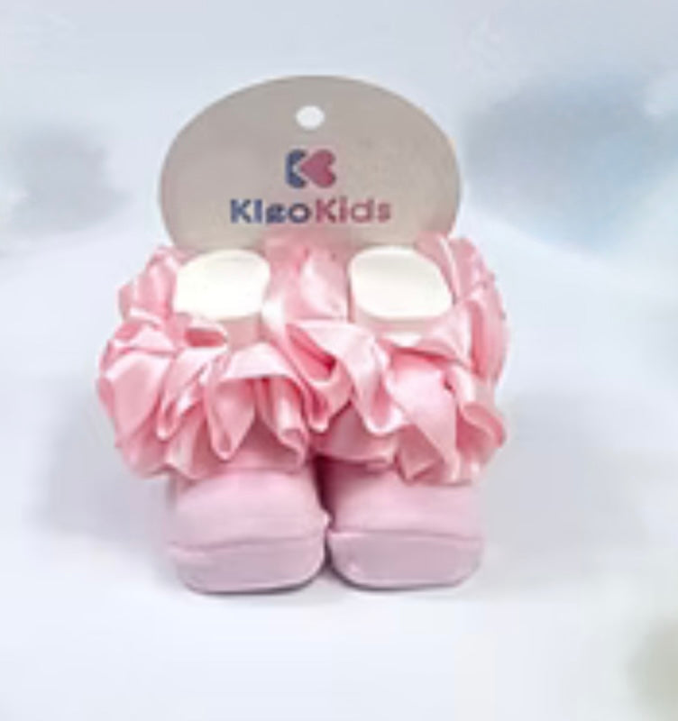 Pink Satin Frill Socks