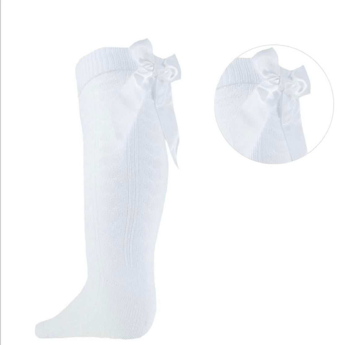 White knee high socks with heart design
