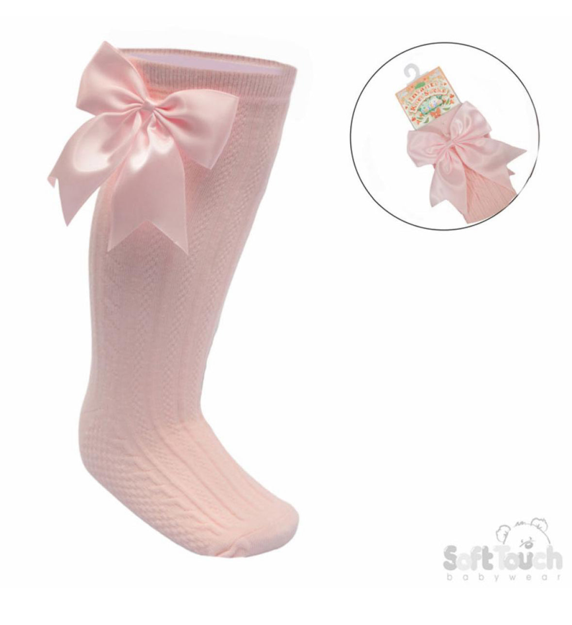 Pink Knee High Bow Socks