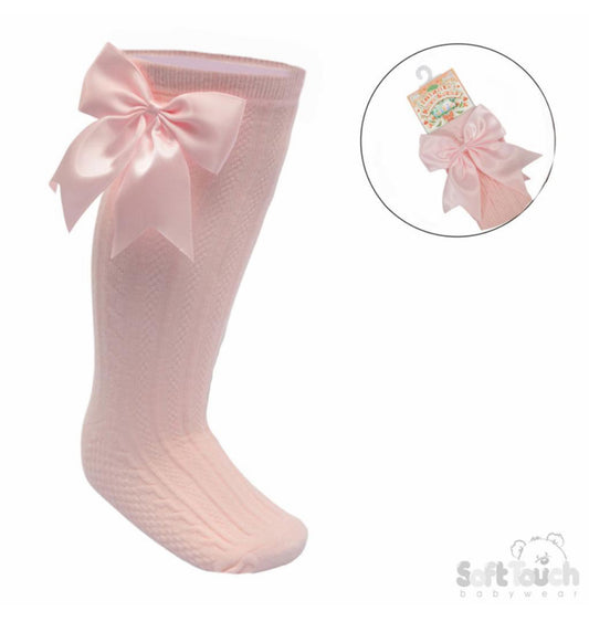 Pink Knee High Bow Socks