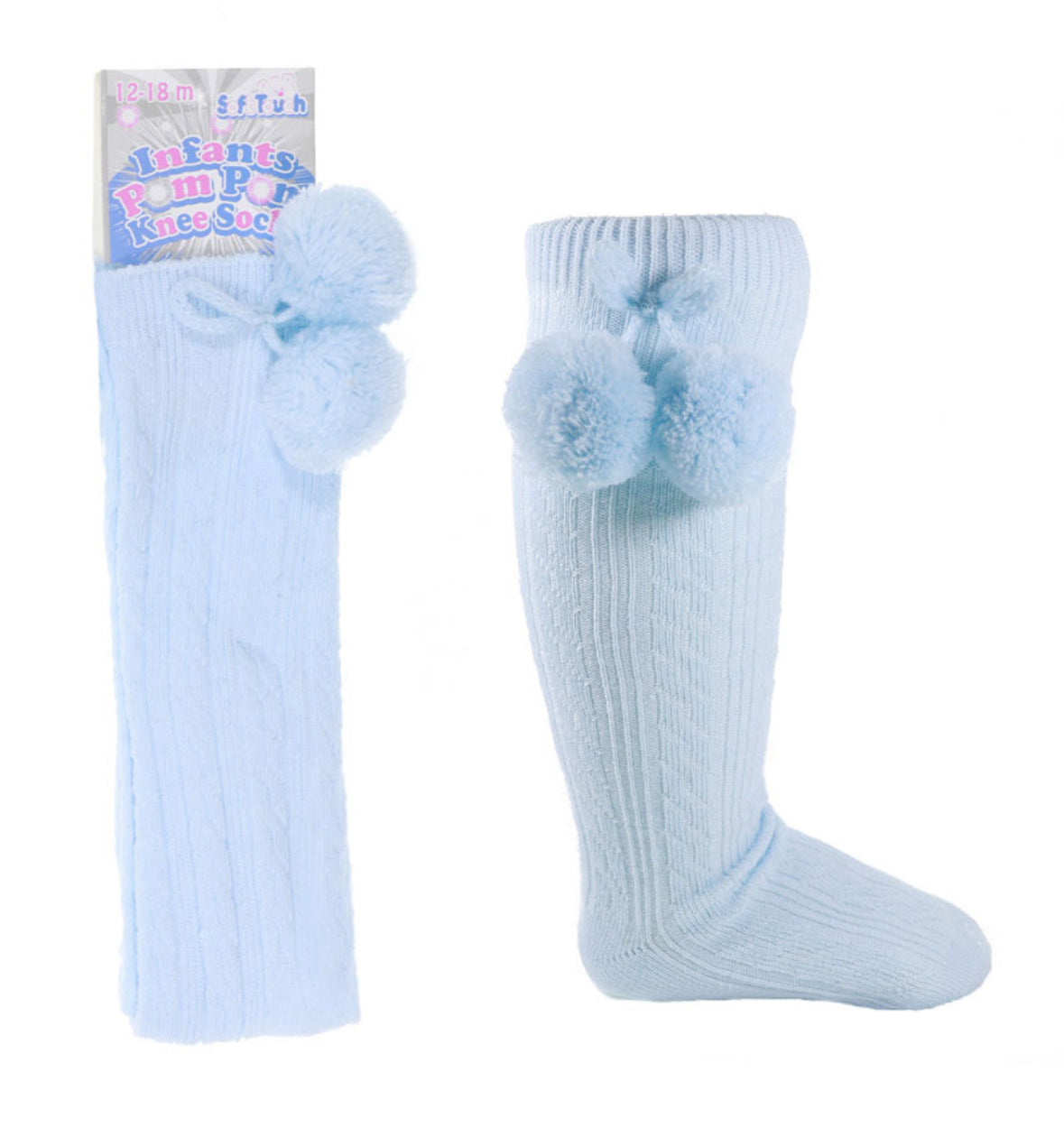 Baby Blue Pom Pom Socks
