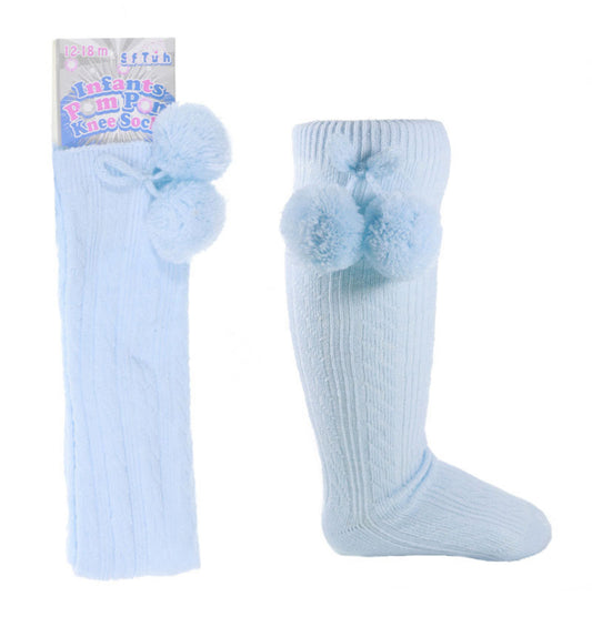 Baby Blue Pom Pom Socks